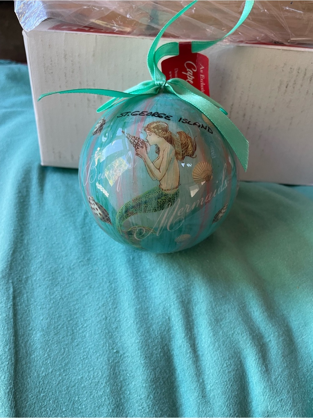 Seaside Mermaids Ornament - Aqua